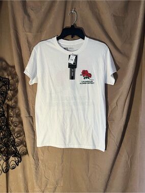 Tilly's White Tee with Red Rose Chest Graphic